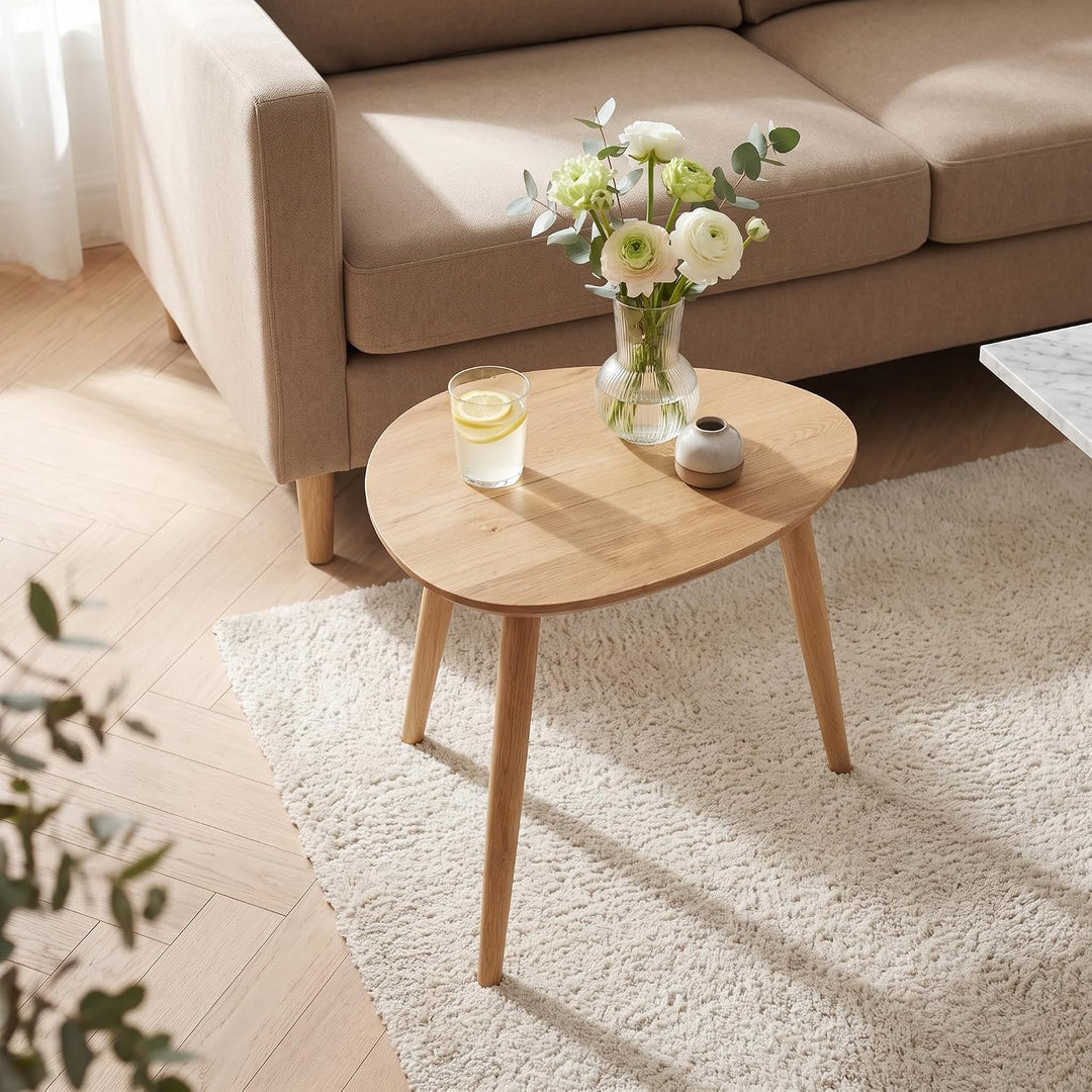 skølm Lodur Couchtisch oval aus Eichenholz – Beistelltisch 55 x 38 x 45 cm geölt – Holztisch stabil