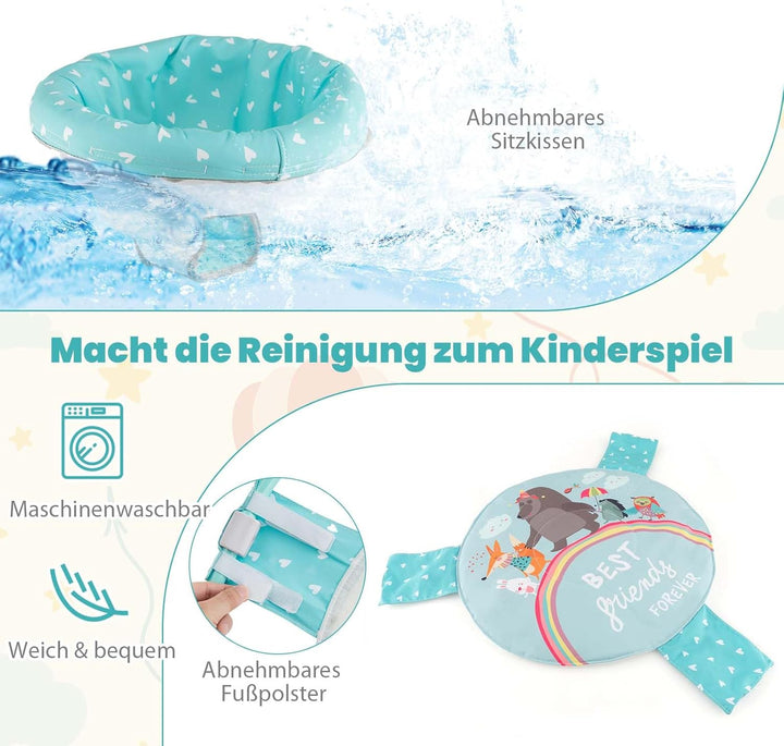 DREAMADE Stationäres Aktivitätscenter, Tierwelt-Jumperoo mit abnehmbarem Fusspolster, Spielcenter mi