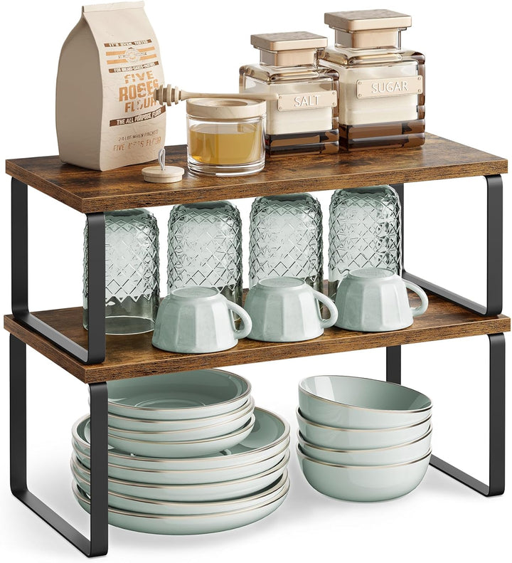 SONGMICS Gewürzregal, 2er Set Küchen-Organizer, Küchenregal, Schrank-Organizer Küche, erweiterbar, k