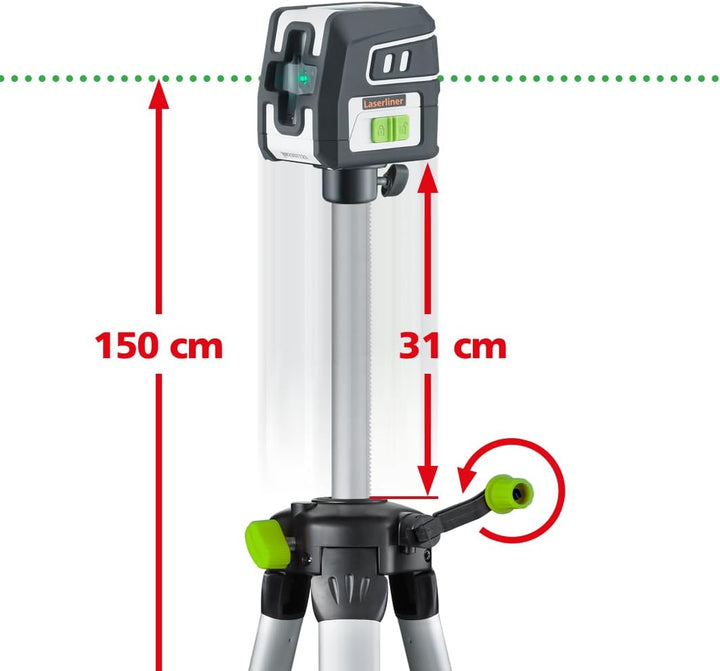 Laserliner SmartCross-Laser GX, Kreuz-Linienlaser, Grüner Laser | 150 cm Stativ, Für Innen- und Auss