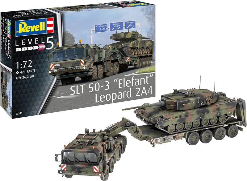 Revell REV-03311 SLT 50-3" Elefant und Leopard 2A4, 1:72 Toys, 12 Jahre to 99 Jahre, farbig