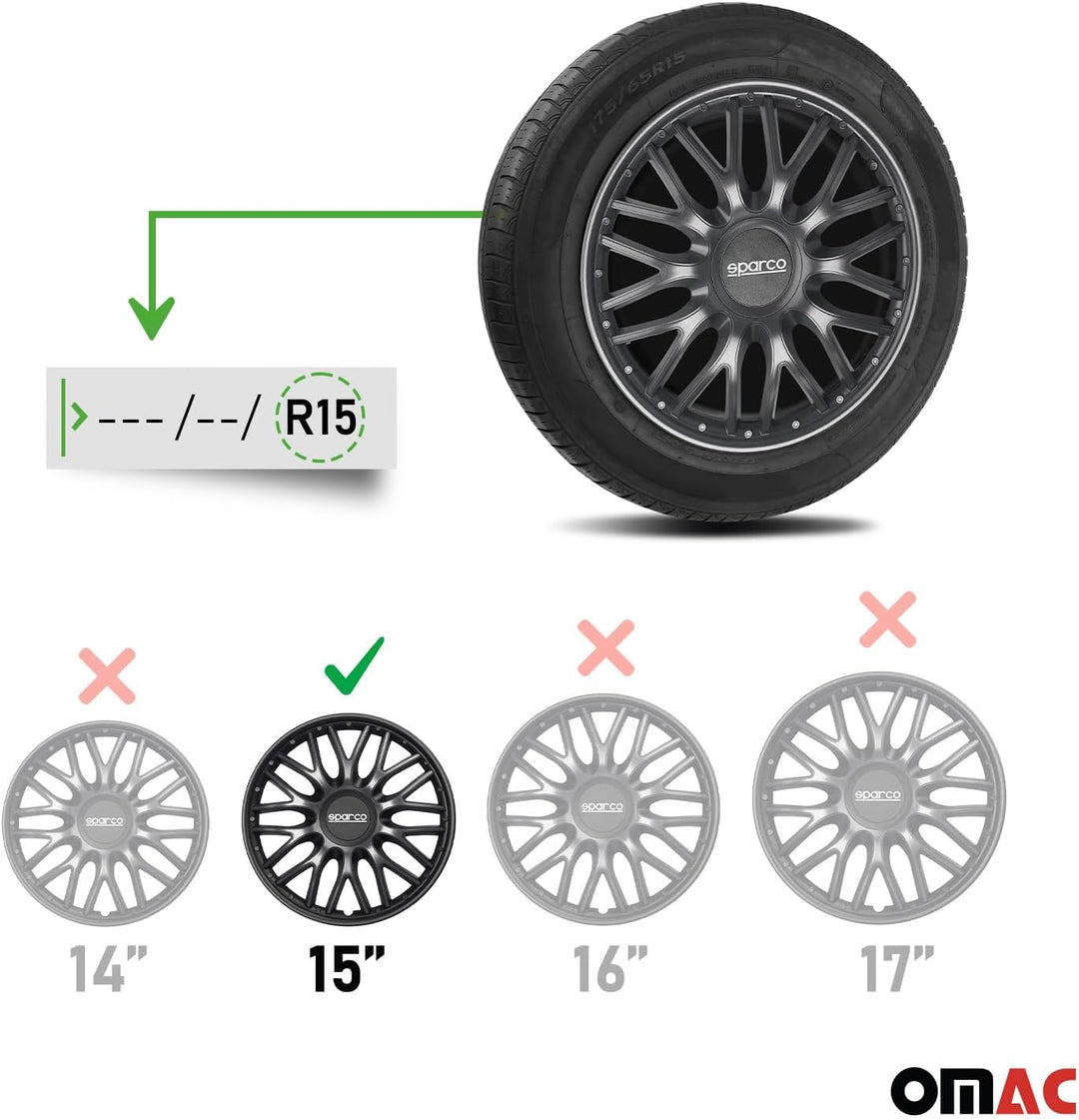 Sparco Satz Radzierblenden Roma 15-Zoll Grau/Schwarz