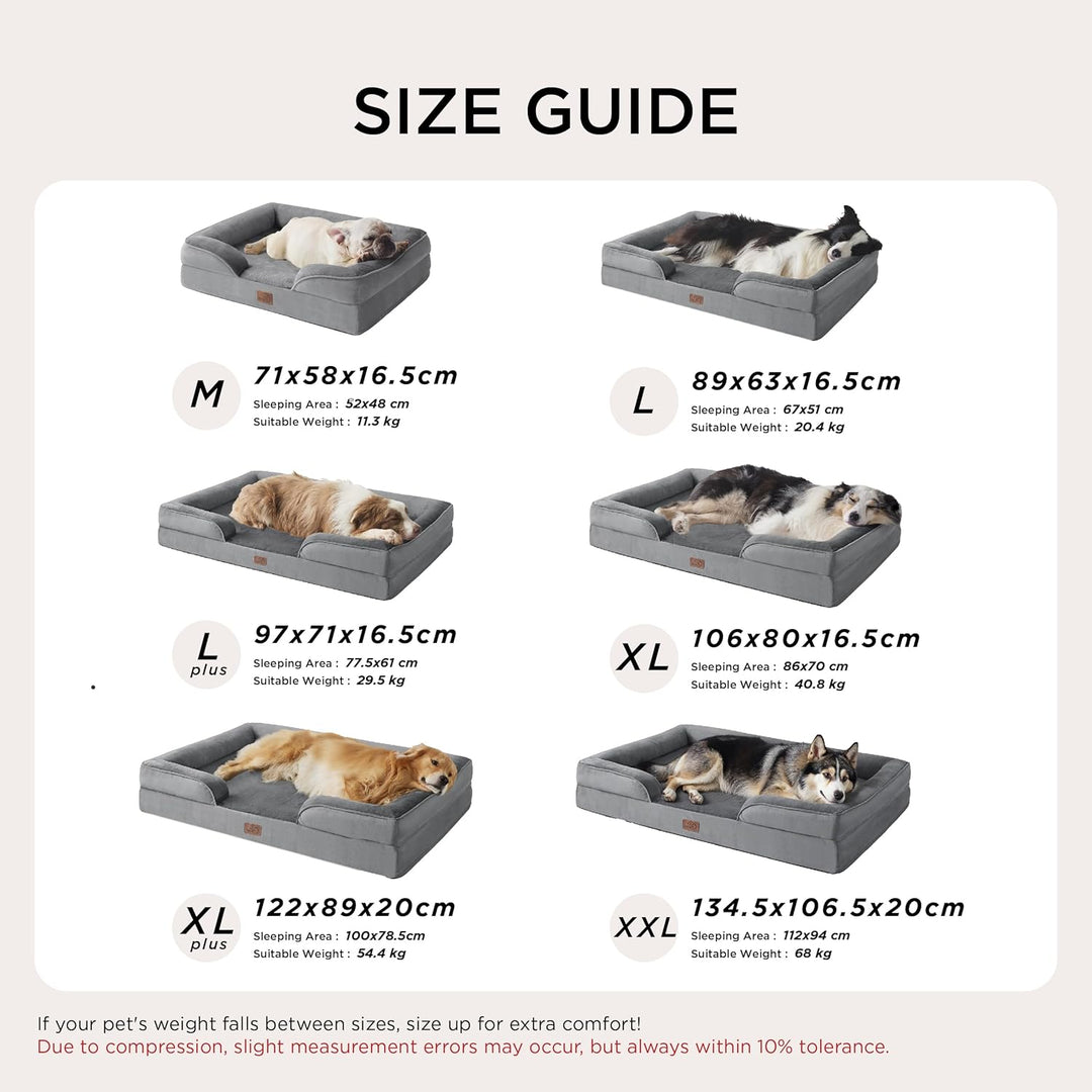 BEDSURE orthopädisches Hundebett Ergonomisches Hundesofa - 89x63 cm Hundecouch mit eierförmiger Kist