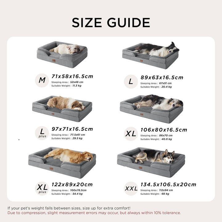 BEDSURE orthopädisches Hundebett Ergonomisches Hundesofa - 89x63 cm Hundecouch mit eierförmiger Kist