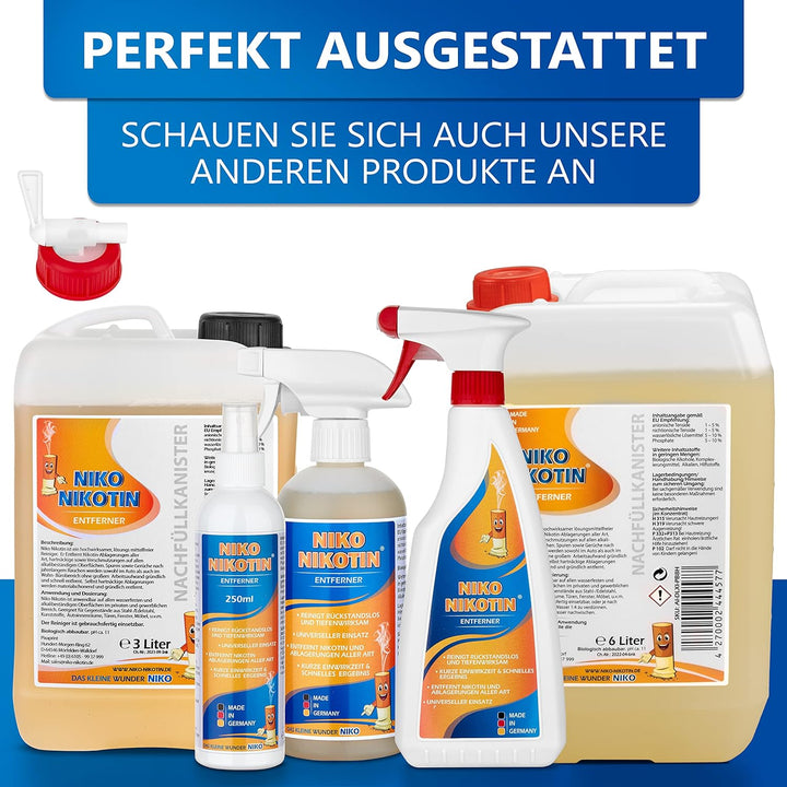 NIKO Nikotin® 6 Liter Kombi Kanister – Kunststoffreiniger in Profiqualität – Sprühflasche – hohe Rei