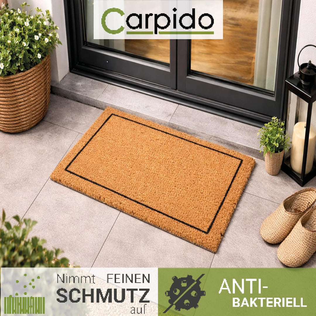 Carpido Fussmatte Kokos Rahmen - Türmatte 40 x 60 cm (Rechteckig) - antibakterielle Eingangsmatte na