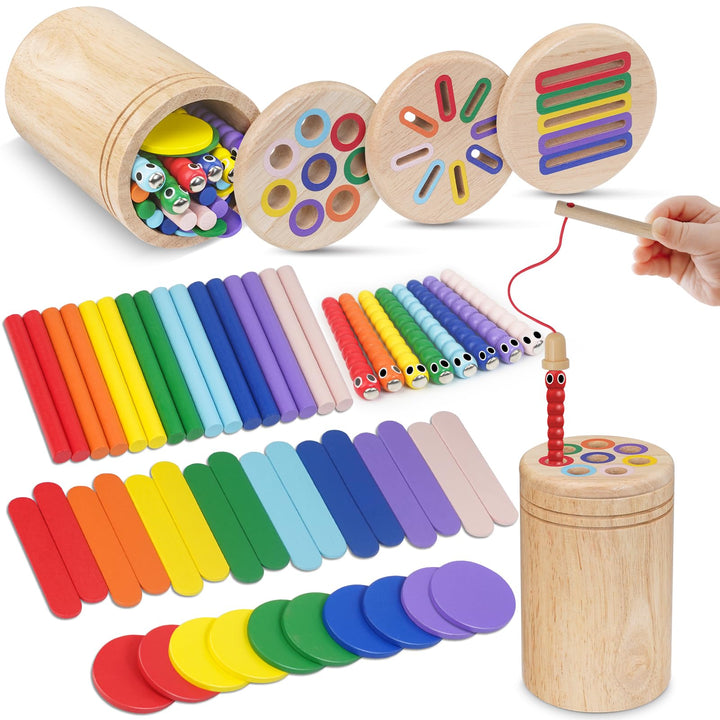 Montessori Spielzeug ab 1 Jahr, 4-in-1 Montessori Spielzeug ab 1 2 3 Jahre, Holz Montessori Spielzeu