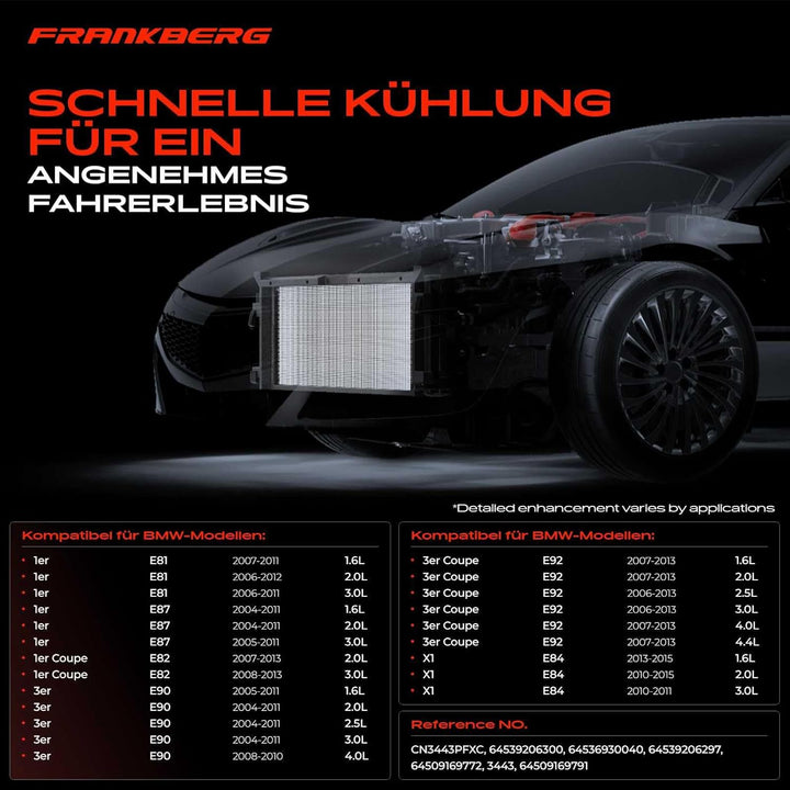 Frankberg Kondensator Klimaanlage mit Halter & Trockner Kompatibel mit 1er E81 116 118 120 130 2006-
