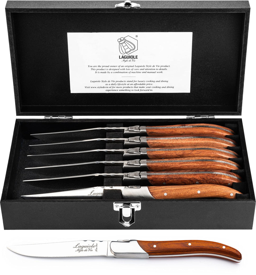 Laguiole Style de Vie Steakmesser Luxury Line, 6-teilig, Rosenholz