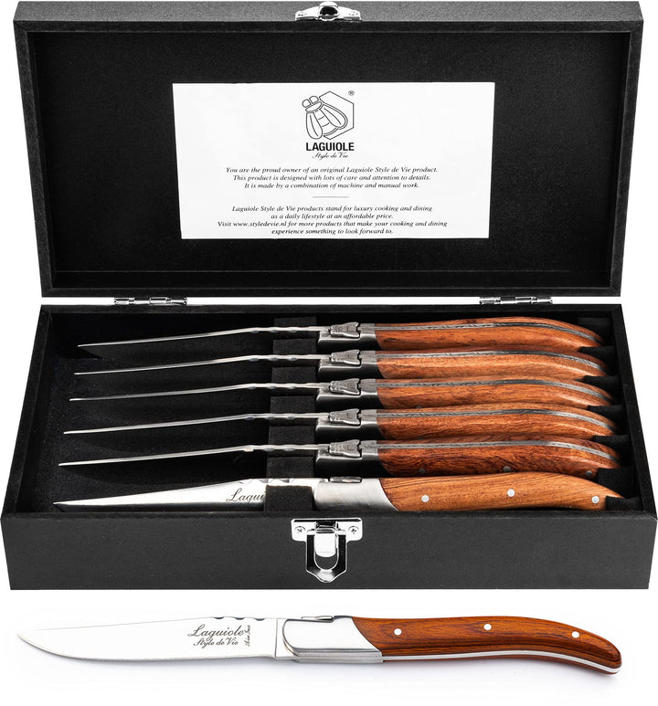Laguiole Style de Vie Steakmesser Luxury Line, 6-teilig, Rosenholz