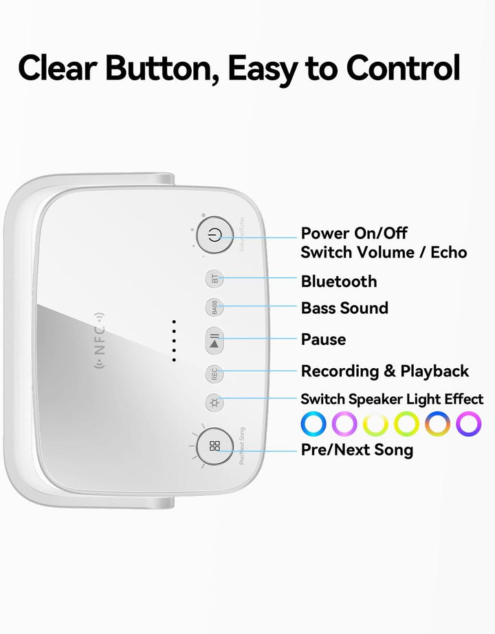 Tragbarer Bluetooth-Lautsprecher mit Licht, wasserdichte Karaoke-Maschine für Erwachsene und Kinder,