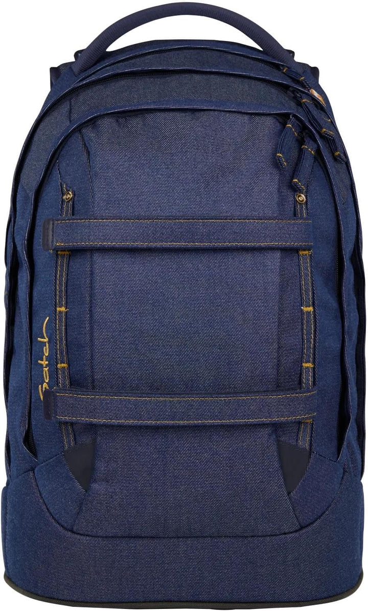 Satch Pack Set Set 3 teilig ab 5. Klasse ergonomisch 30L Stauraum mit Schlamperbox Sportbeutel Denim