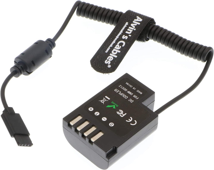 Alvin's Cables DMW-DCC12 GH5 Dummy Batterie zu Ronin S Gimbal Power Adapter Spiralkabel für DJI DMC
