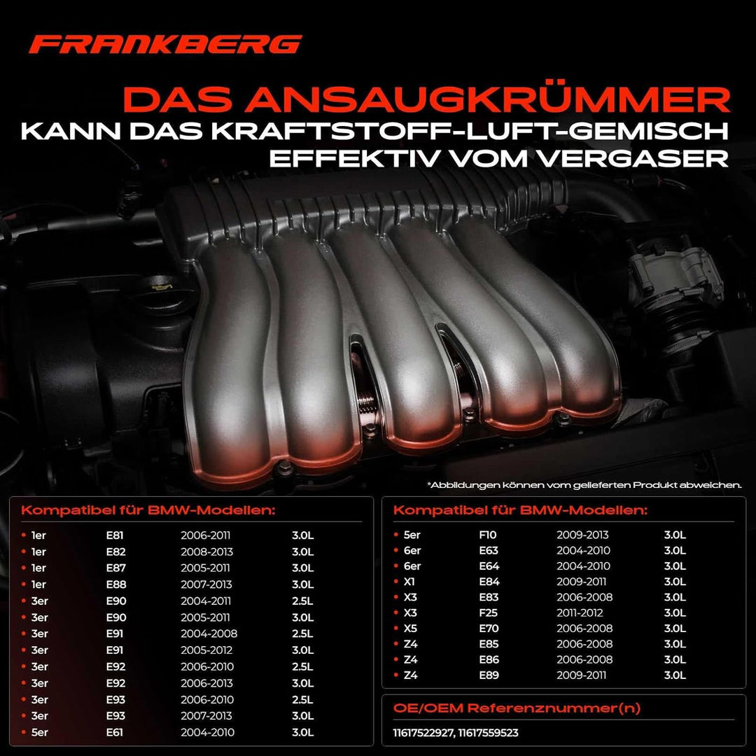 Frankberg Ansaugkrümmer Saugrohrmodul Kompatibel mit 1er E81 3er E90 E91 5er E60 X1 E84 X3 E83 X5 E7