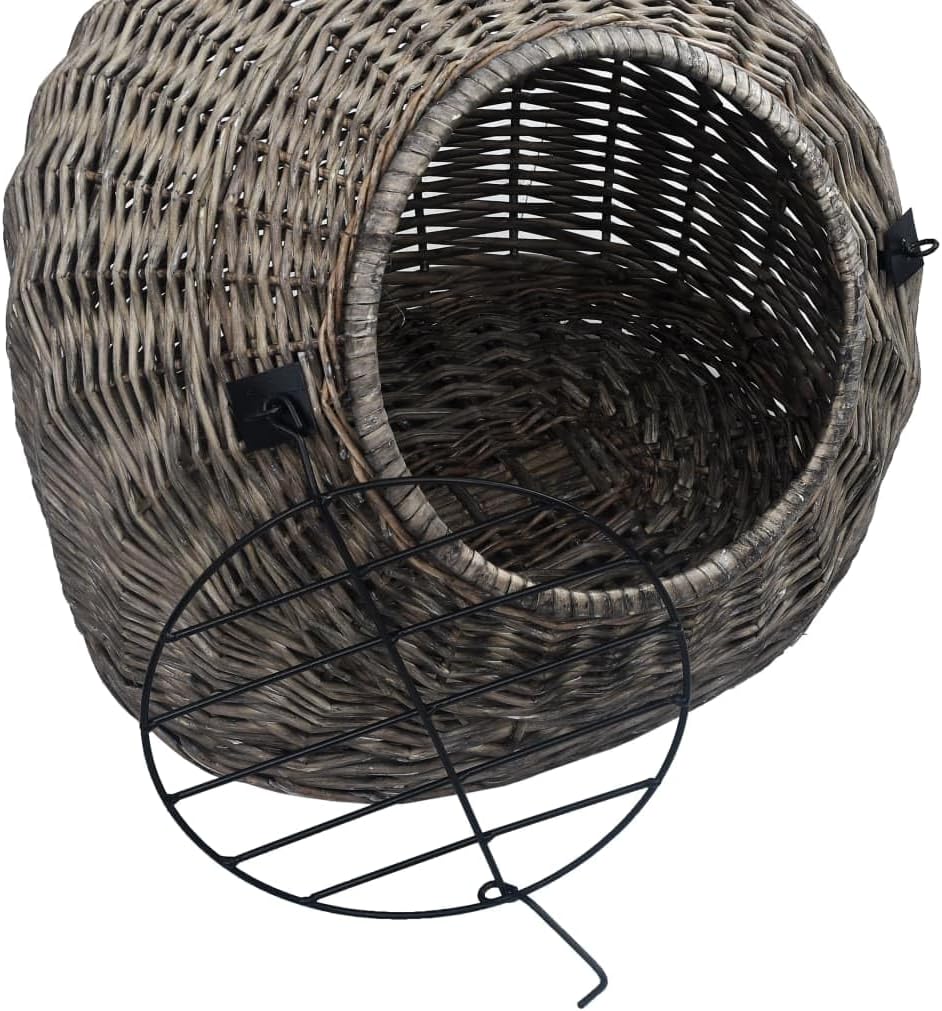 INLIFE Katzen-Transportkorb Grau 45x35x35 cm Natürliche Weide,1.85kg,170904
