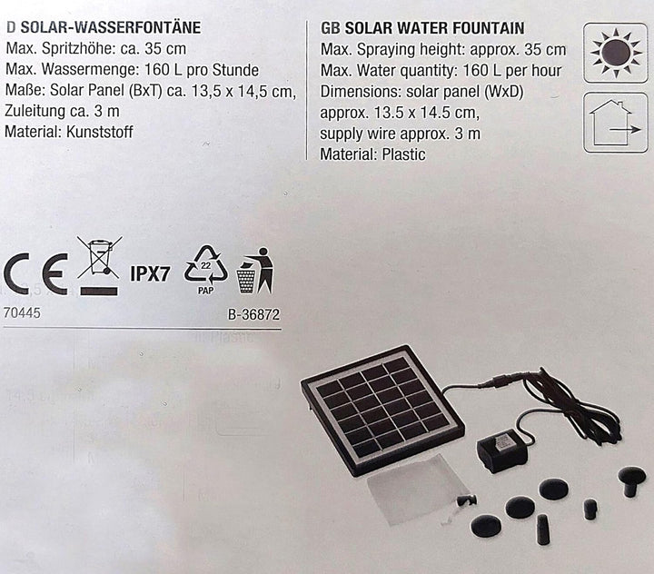 Storm's Gartenzaubereien Wasserspeier Frosch 16cm mit Solarpumpe aus Keramik für Miniteich - Balkon