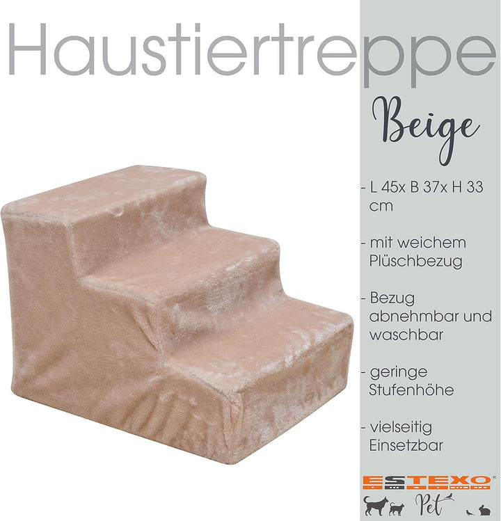 ESTEXO Hundetreppe Katzentreppe Haustiertreppe Tiertreppe Treppenstufen Plüschbezug Einstieghilfe 3