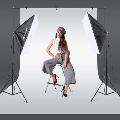 Wisamic Softbox Set Led Foto Fotostudio Stativ Licht Schirm Beleuchtung Kamera Fotografie dimmbar Li