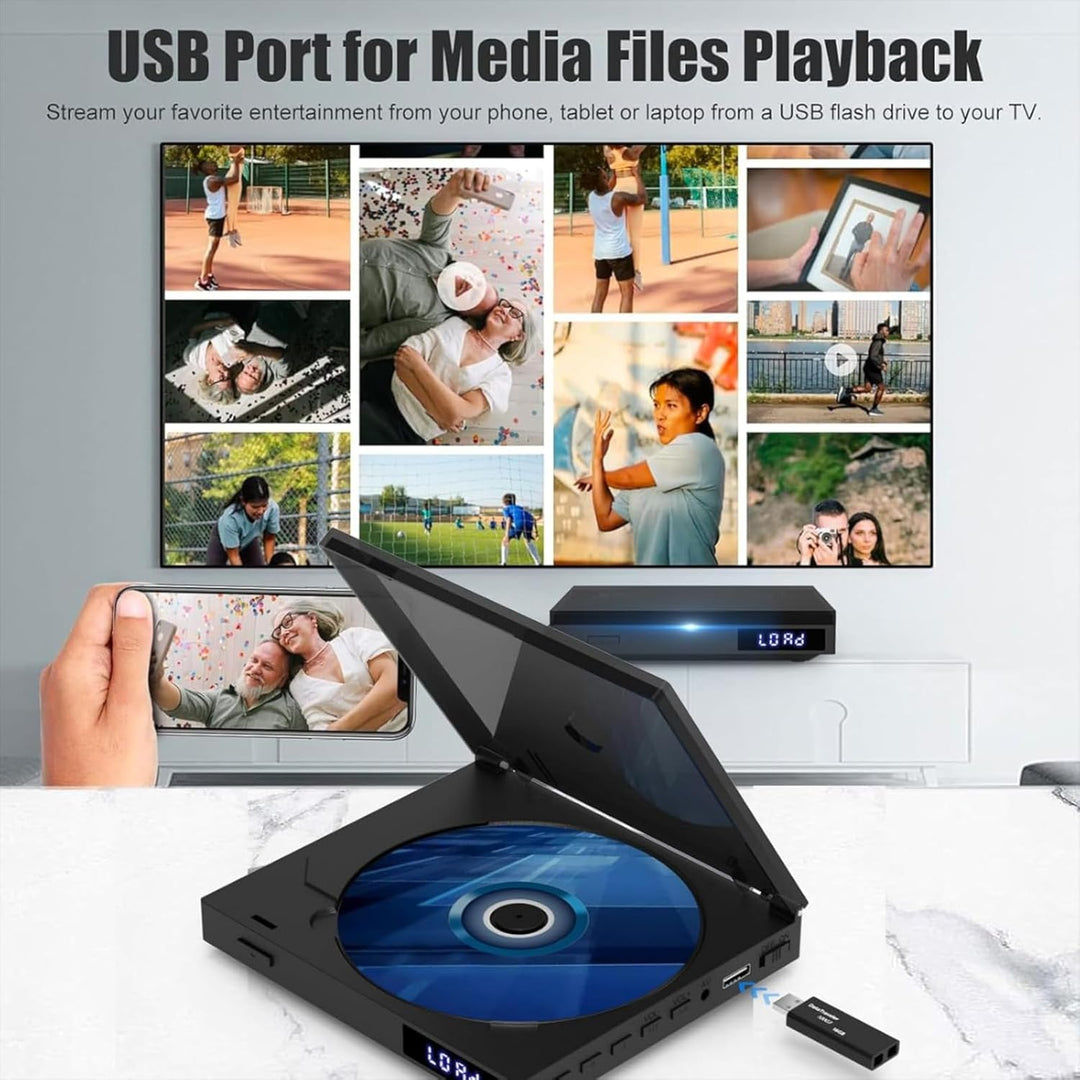 Mini-DVD-Player für TV, Multi-Regionen-DVD-Player USB, CD, MP3-Wiedergabe | 1080P HD Upscaling, Spei
