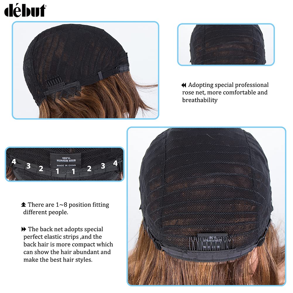 DÉBUT Echthaar Perücke mit Pony kurz Perücke Bob Pixie 10A brasilianisches Virgin Remy Hair 25 cm 10