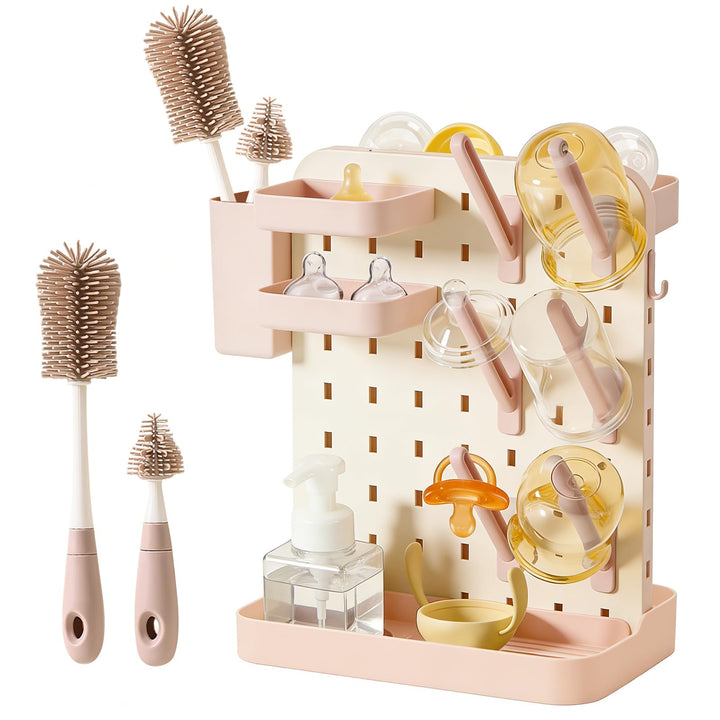 auvstar Trockenständer Babyflaschen mit Flaschenbürsten Set,Abtropfgestell Flaschen Baby,Platzsparen