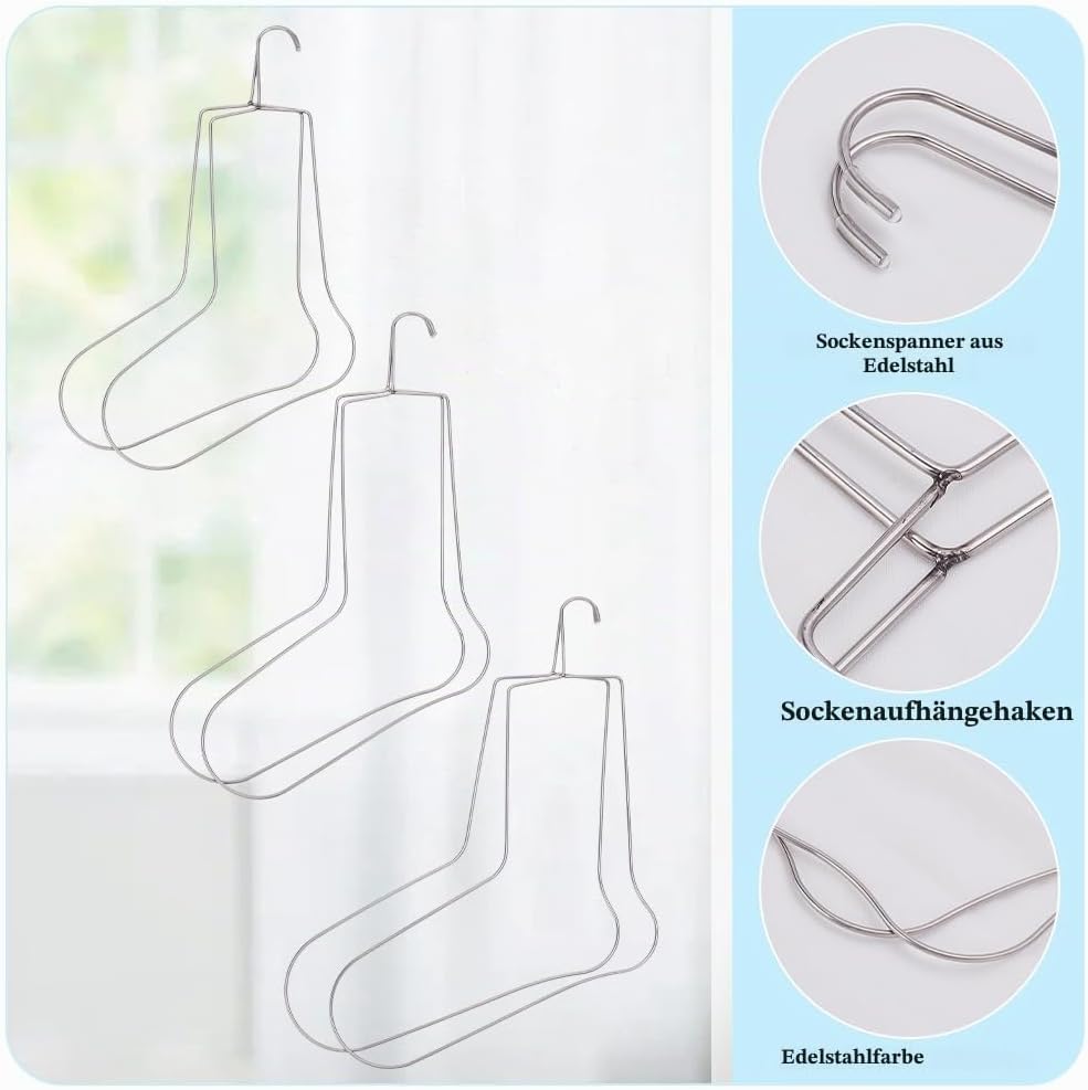 UNICRAFTALE 6 Stück 3 Grössen Sockenspanner Edelstahl Socken Trockenbügel Strick Sockenformer Metall