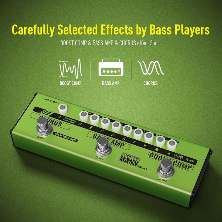 VALETON Bass Multi Effekte Pedal Stage Session Gigging Praxis Analog Amp Boost Comp Chorus Dapper Ba