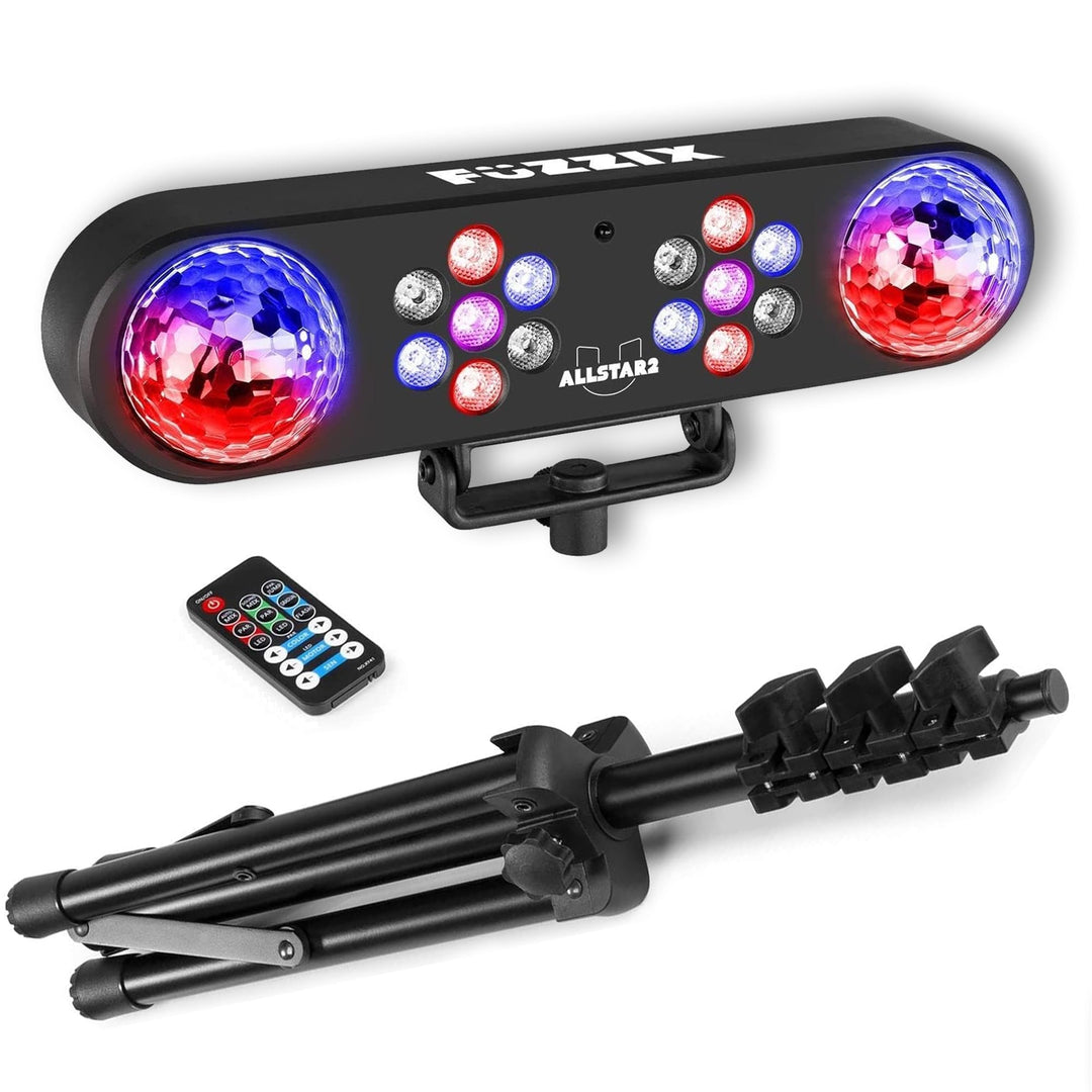 Fuzzix AllStar2 - Disco Licht Set mit Stativ und Fernbedienung, 2x PAR und 2x Discokugel, LED Lichto