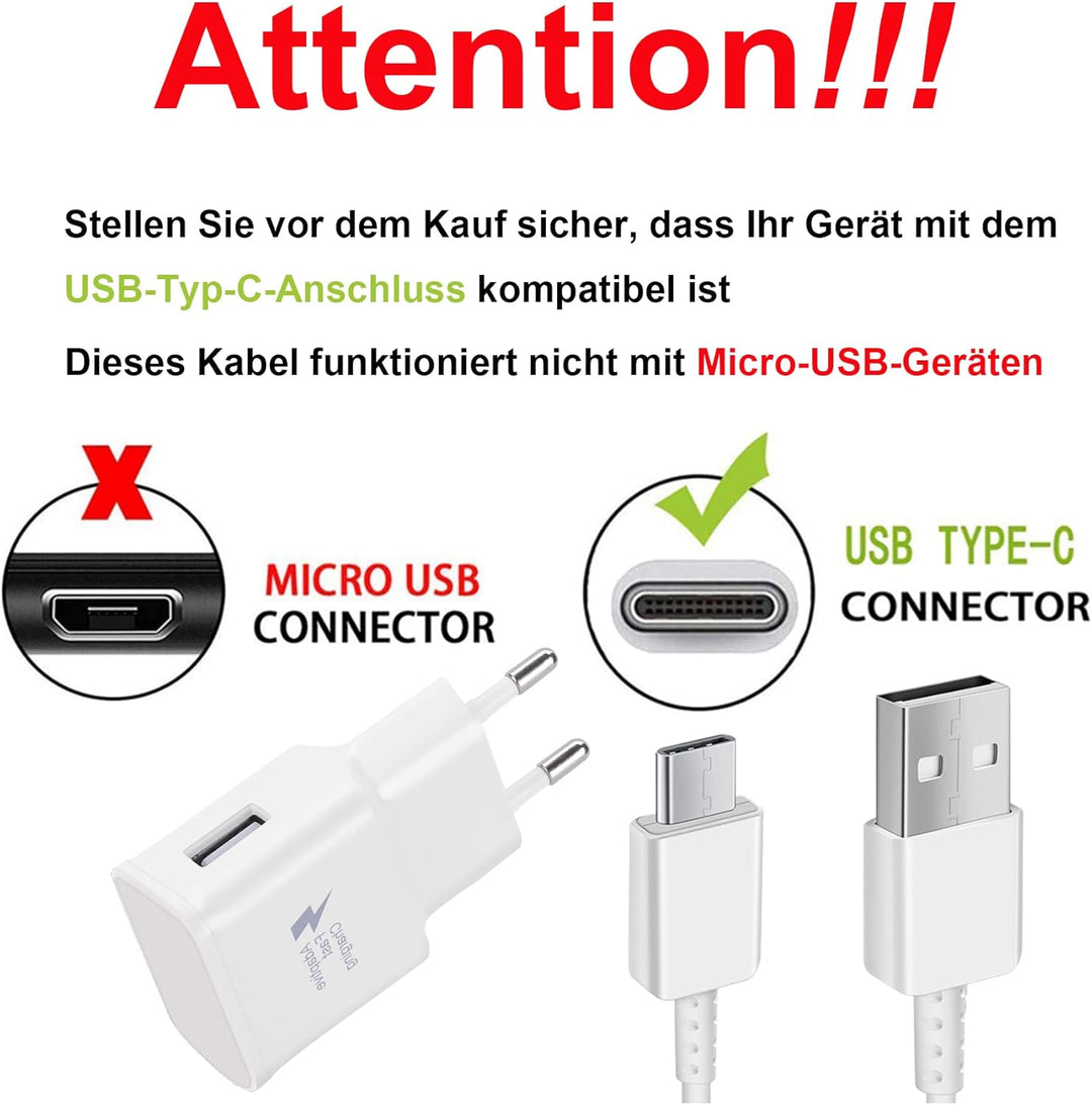 KAIMENGLONG 2er-Pack Adaptives Schnell Ladegerät Schnellladegerät Netzteil mit 1,5m USB Typ C Ladeka