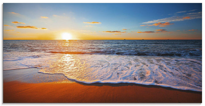 ARTland Glasbilder Wandbild Glas Bild einteilig 60x30 cm Querformat Strand Meer Sonne Karibik Natur