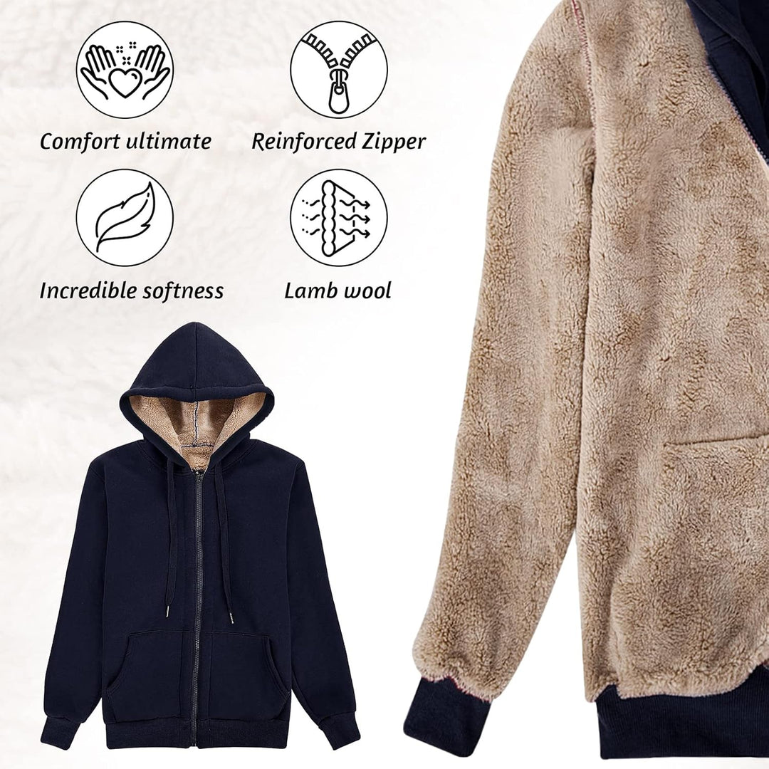 Niwicee Damen Kapuzenpullover mit Reissverschluss Winter Plus Fleecepullover Langarm Kapuzenjacke Sw