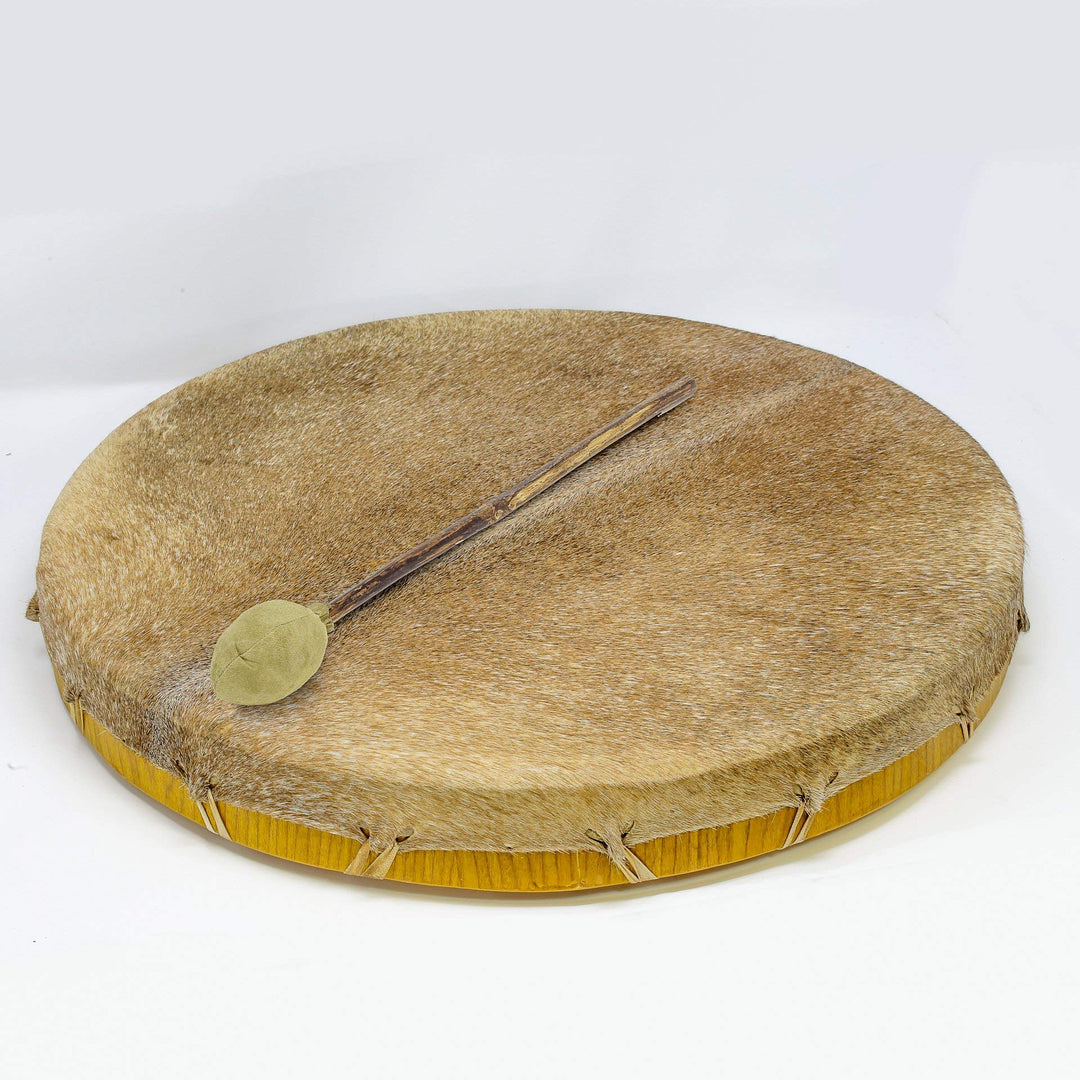 Shamandrum 60 cm Rahmentrommel Rund Ziegenhaut Behaart im mysevendo Set Shaman Drum Goat Skin inkl.