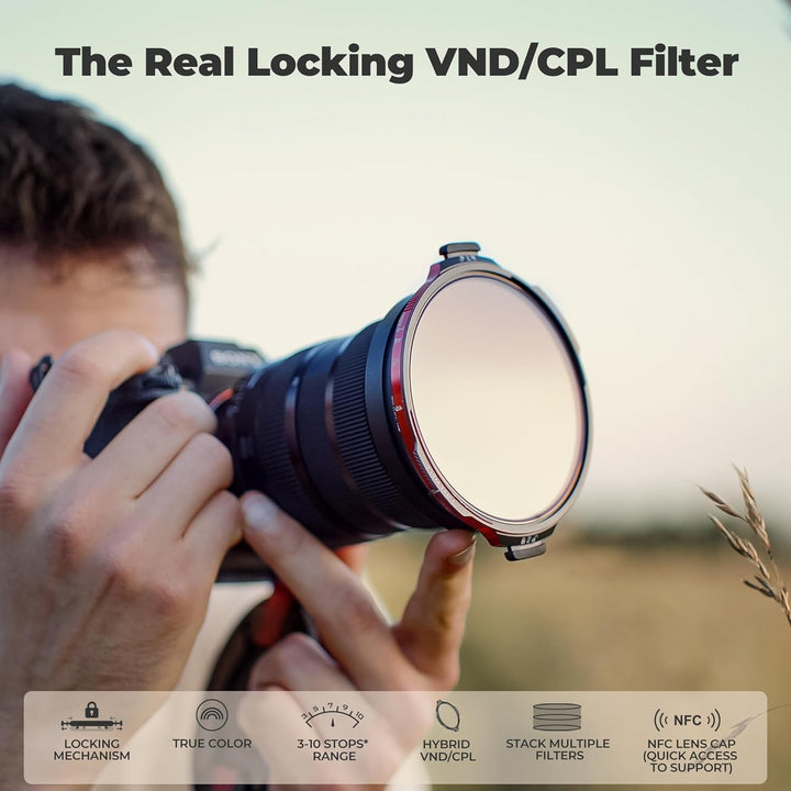 Freewell 82 mm L1 Real Locking VND/CPL Filter All Day Kit - Hybrid VND/CPL 3-10 Stops with ND32, Tru
