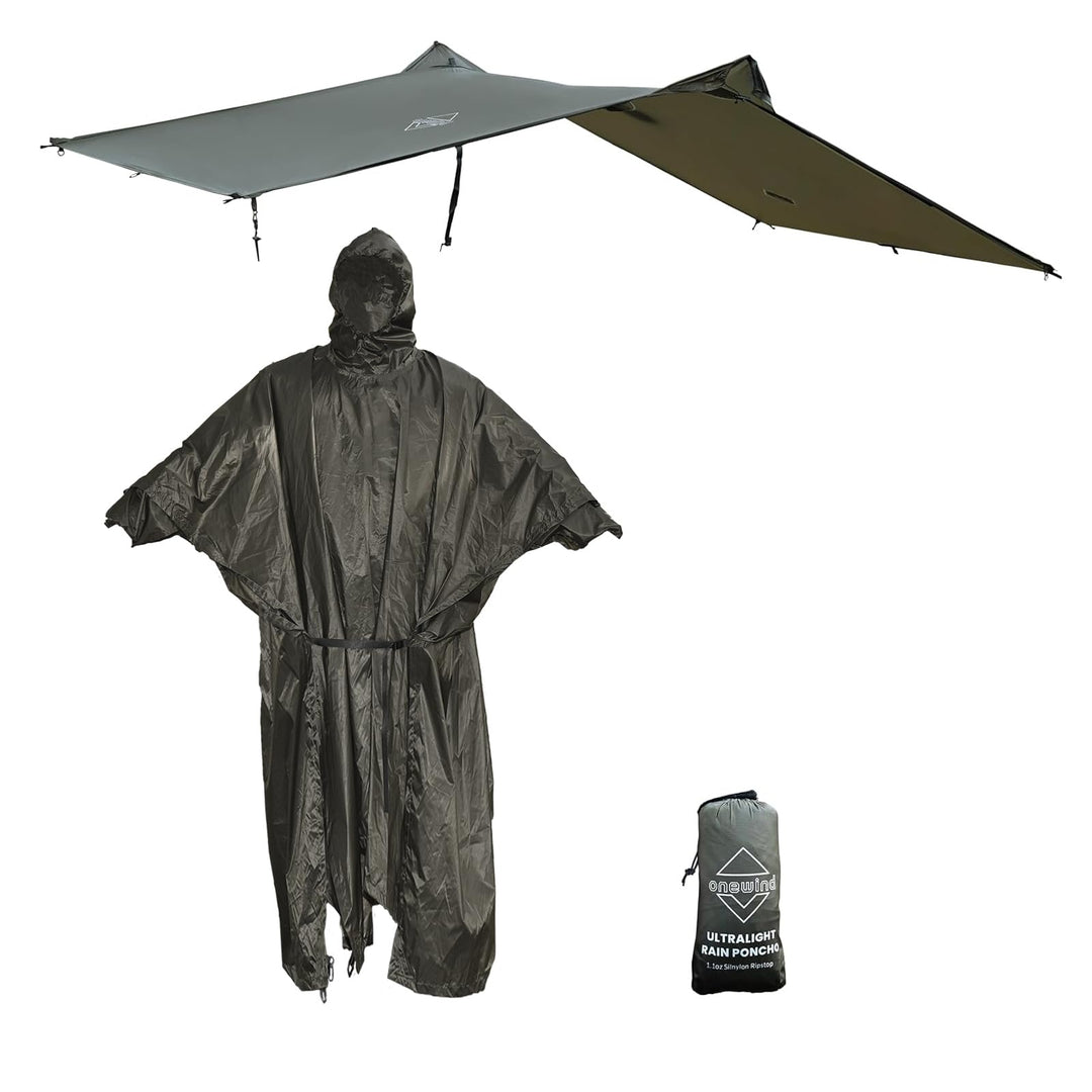 onewind Rucksack Regen Poncho Ultraleichte Kapuze Regenmantel L Olive Grün-270cm*170cm, L Olive Grün