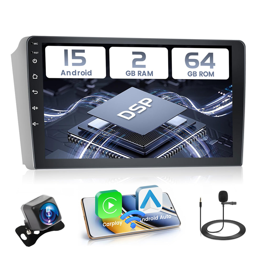 Hikity 2+64GB Android 15 Autoradio für Toyota Avensis 2003-2009 Radio Wireless Carplay Android Auto,