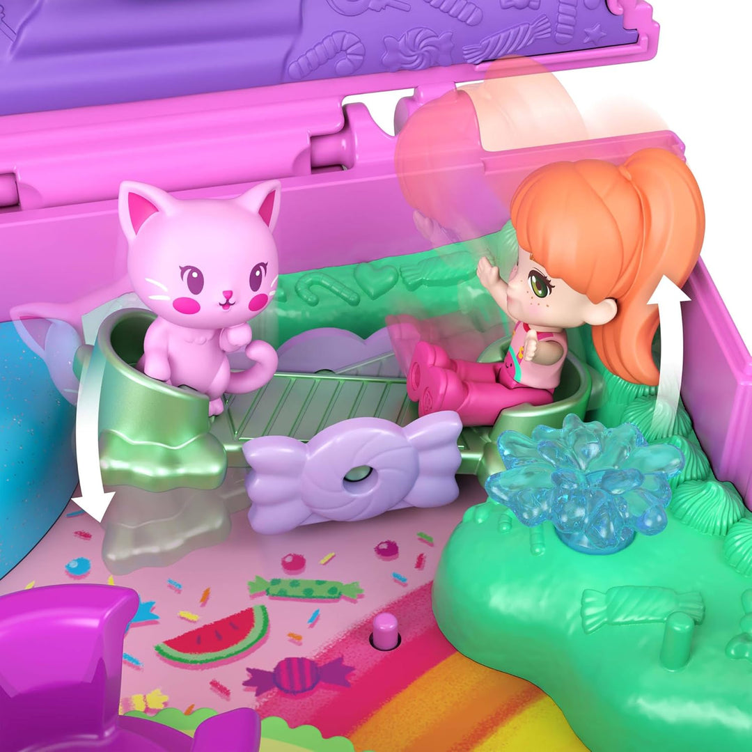 Polly Pocket Puppen und Spielset, Kaugummi-Kätzchen-Schatulle, Reisespielzeug mit 1 Mikropuppe, Haus