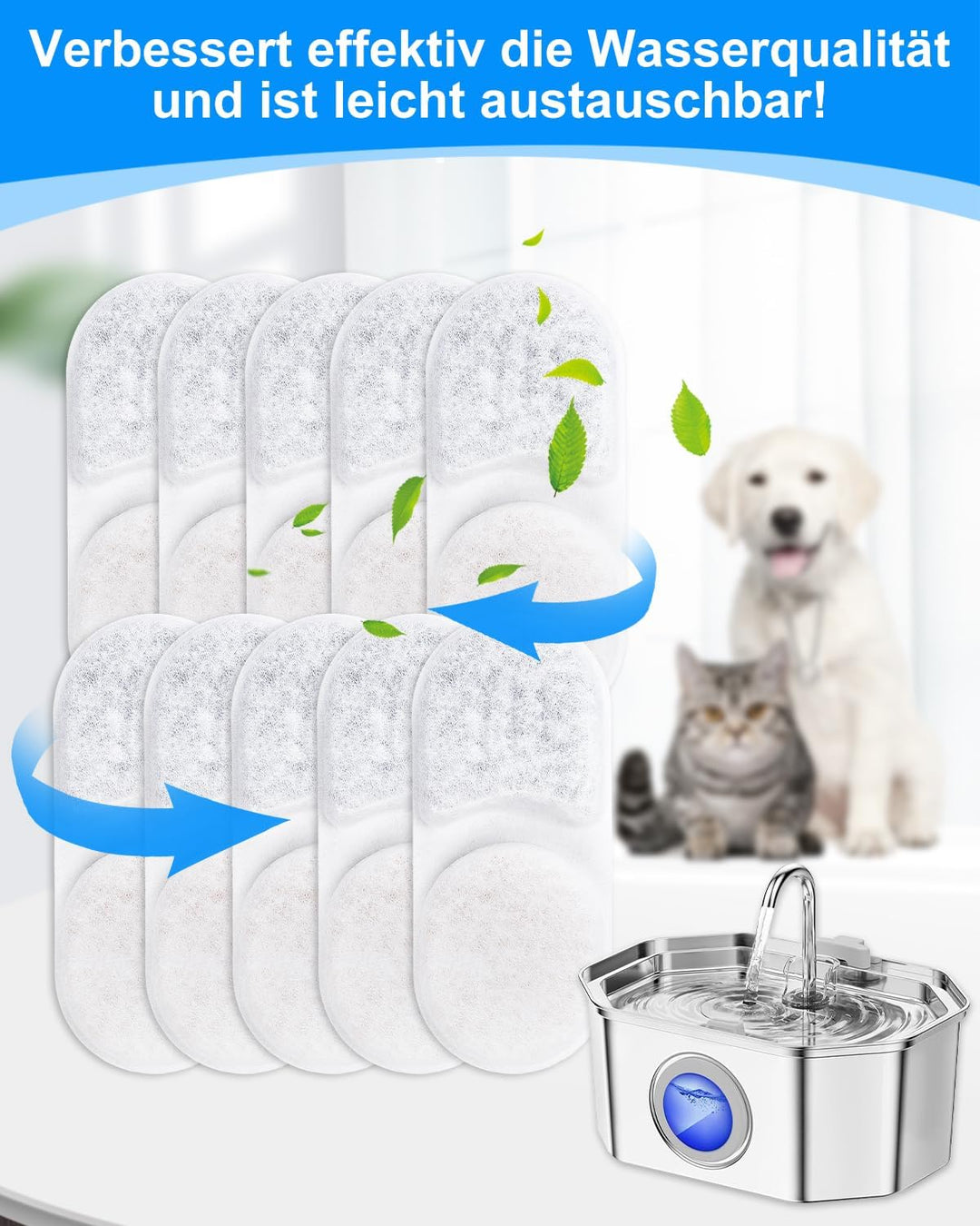 24 Stück Katzenbrunnen Filter für Apauk 3.2L Trinkbrunnen Katze Kabellos, Aktivkohlefilter &amp; Schaumf