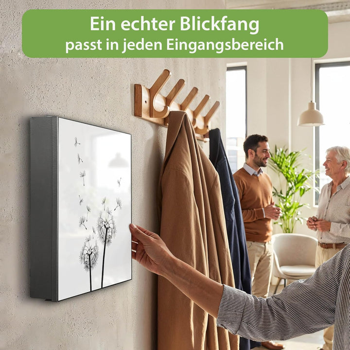 banjado Grosser Schlüsselkasten Metall - Schlüsselbox 30x30cm mit 32 Haken - Schlüsselkasten modern