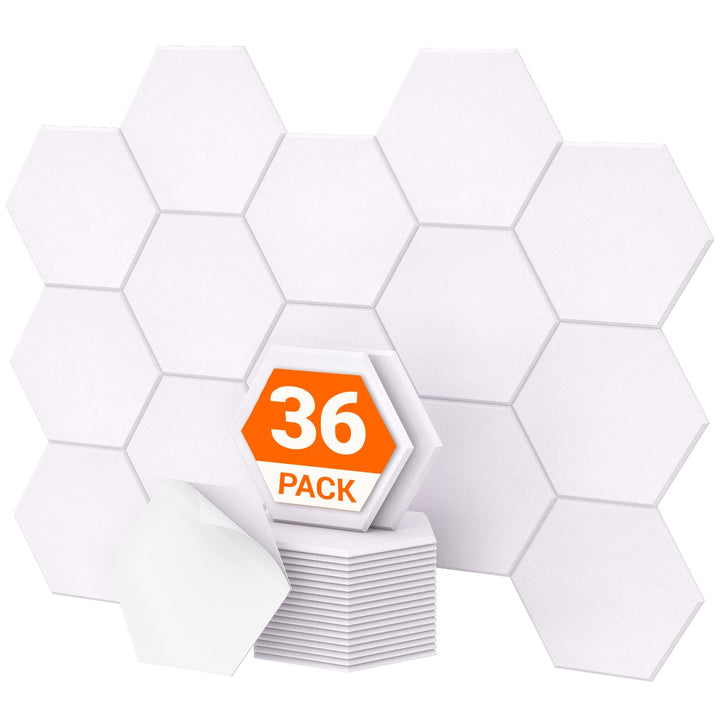 Hexagon Akustikplatten selbstklebend 36 Stücke, TONOR Schallabsorber Schallschutz mit Hochdichte Wan