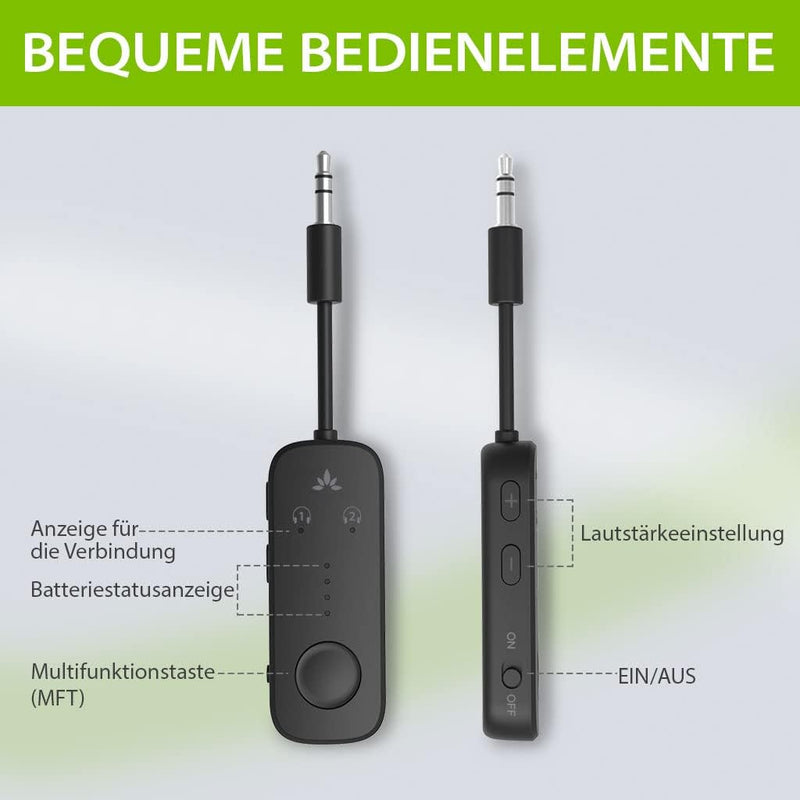 Avantree Relay - Premium Flugzeug Bluetooth 5.3 Adapter für alle Kopfhörer, apt-X geringe Latenz, un