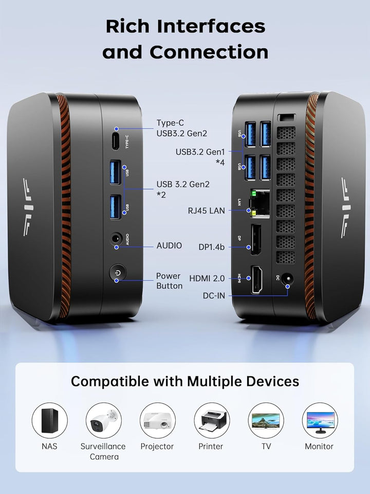 Mini PC, Intel Celeron N5105 2.9GHz 16GB RAM 512GB SSD M.2 Micro Desktop Computer, 4K UHD, WLAN, Gig