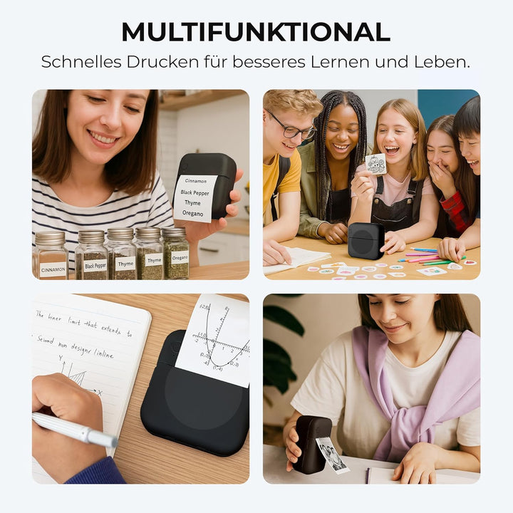 AgoDeo Mini Drucker Geschenkset - 300 DPI HD Qualität - Sofort PrintPod - Fotodrucker für Smartphone