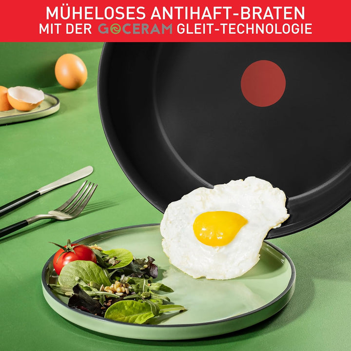 Tefal Duetto On Pfannen-Set, 3-tlg. 20/24/28 cm, Go Ceram keramische Antihaftbeschichtung, Thermo-Si