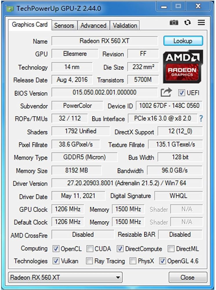 QTHREE Radeon RX 560xt 8GB GDDR5 128-bit Grafikkarte, HDMI, DVI-D, DisplayPort, Grafikkarten PC für