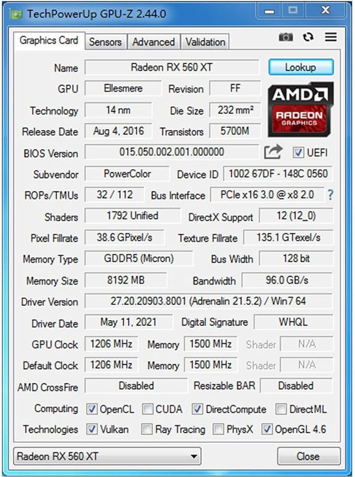 QTHREE Radeon RX 560xt 8GB GDDR5 128-bit Grafikkarte, HDMI, DVI-D, DisplayPort, Grafikkarten PC für