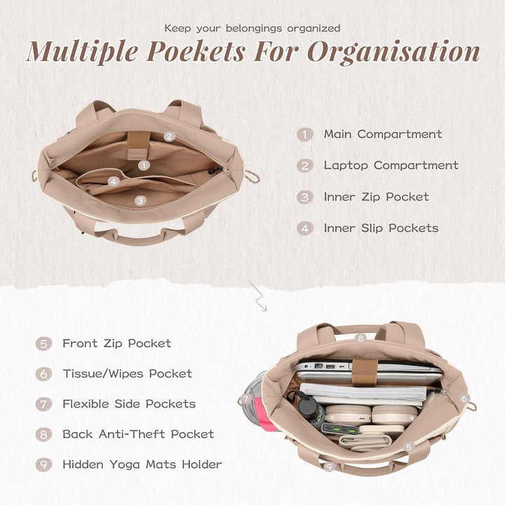 GOLF SUPAGS Convertible Laptop Rucksack Damen Yogatasche Sporttasche, Gesteppte Tragetasche, Yogamat