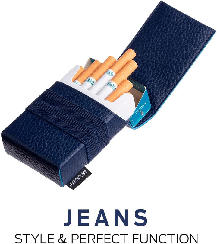 FLAPCASE N°1 • Jeans • Designer Zigarettenetui, handgemacht in Österreich, vegane Leder Zigarettenbo