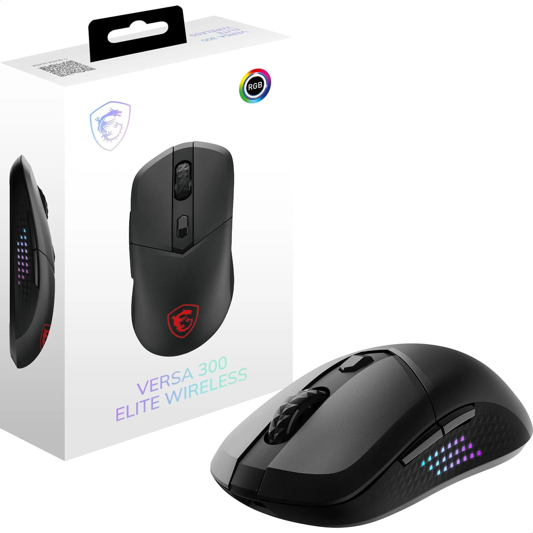 MSI Versa 300 Elite Wireless Gaming-Maus – 26.000 DPI-Optosensor, 1000 Hz Polling-Rate, symmetrisch,