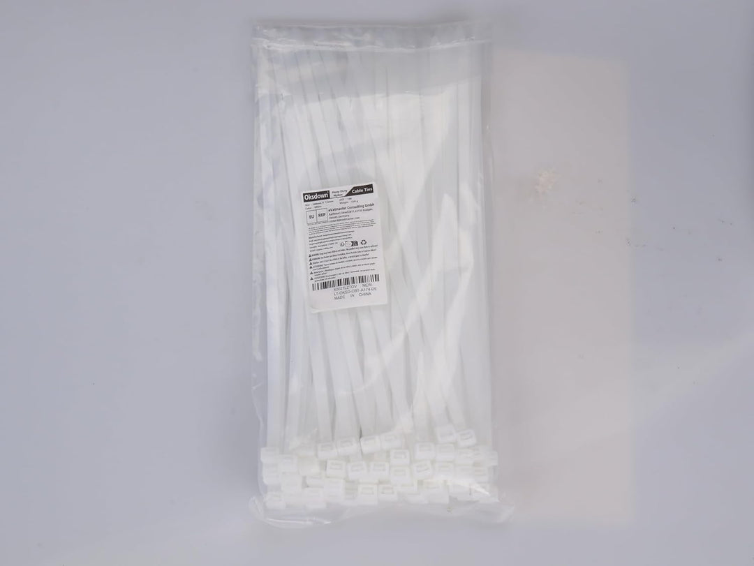 500mm × 7,6mm Breit 100 Stück Extra Stark Kabelbinder mit 55 kg Zugfestigkeit Weiss UV-Beständig Gro