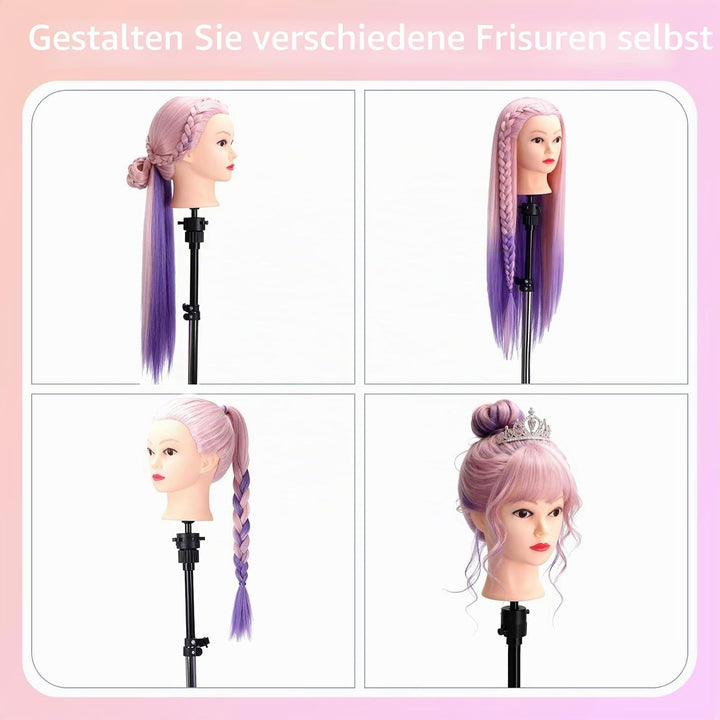 TopDirect 73,7 cm Haarpuppenkopf für Kosmetologie-Training, mit Klemmhalter und Styling-Werkzeugen r